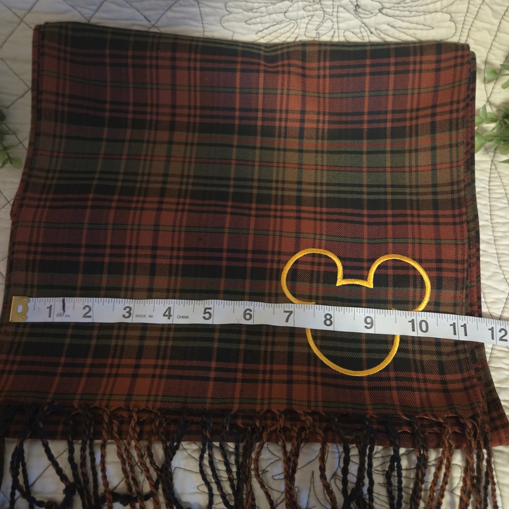 Disney Parks Mickey Plaid Scarf Fringe Tartan Shawl Wrap Official Disney - Picture 8 of 8
